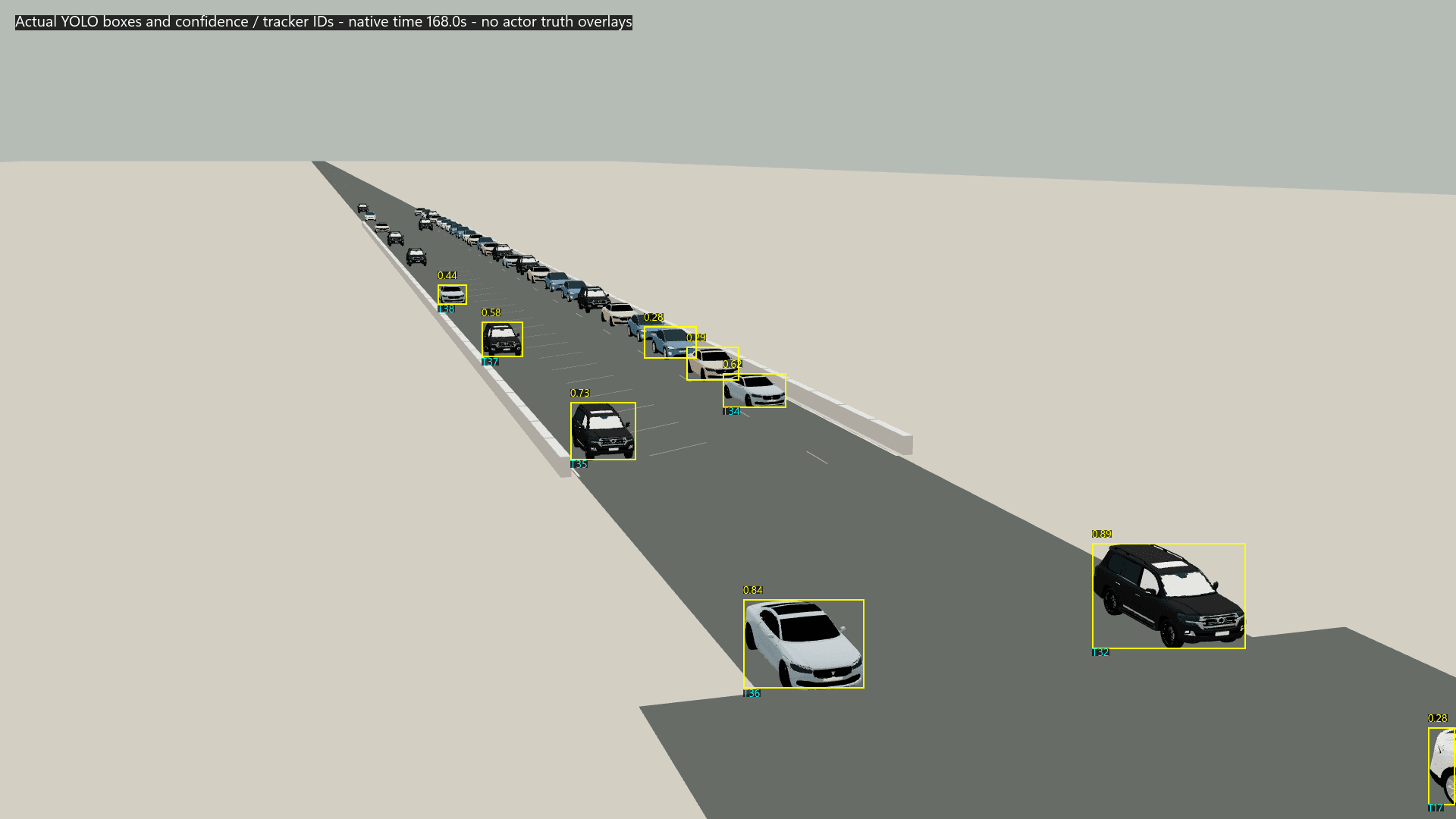 Measured Lanesplitter detector snapshot at source time 168 seconds