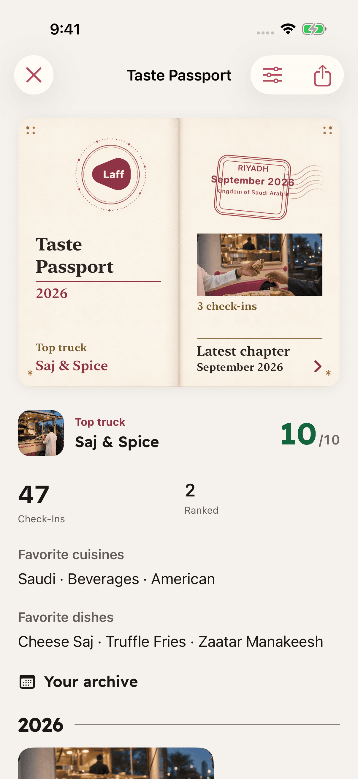 The personal Taste Passport in Laff